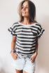 Striped V Neck Ruffle Sleeve Top